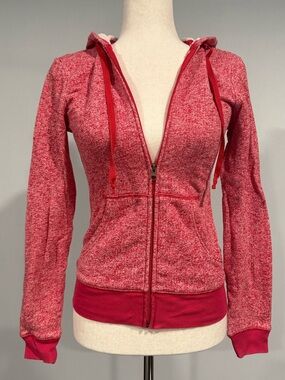 Women's Red Hooded Zip Sweatshirt
